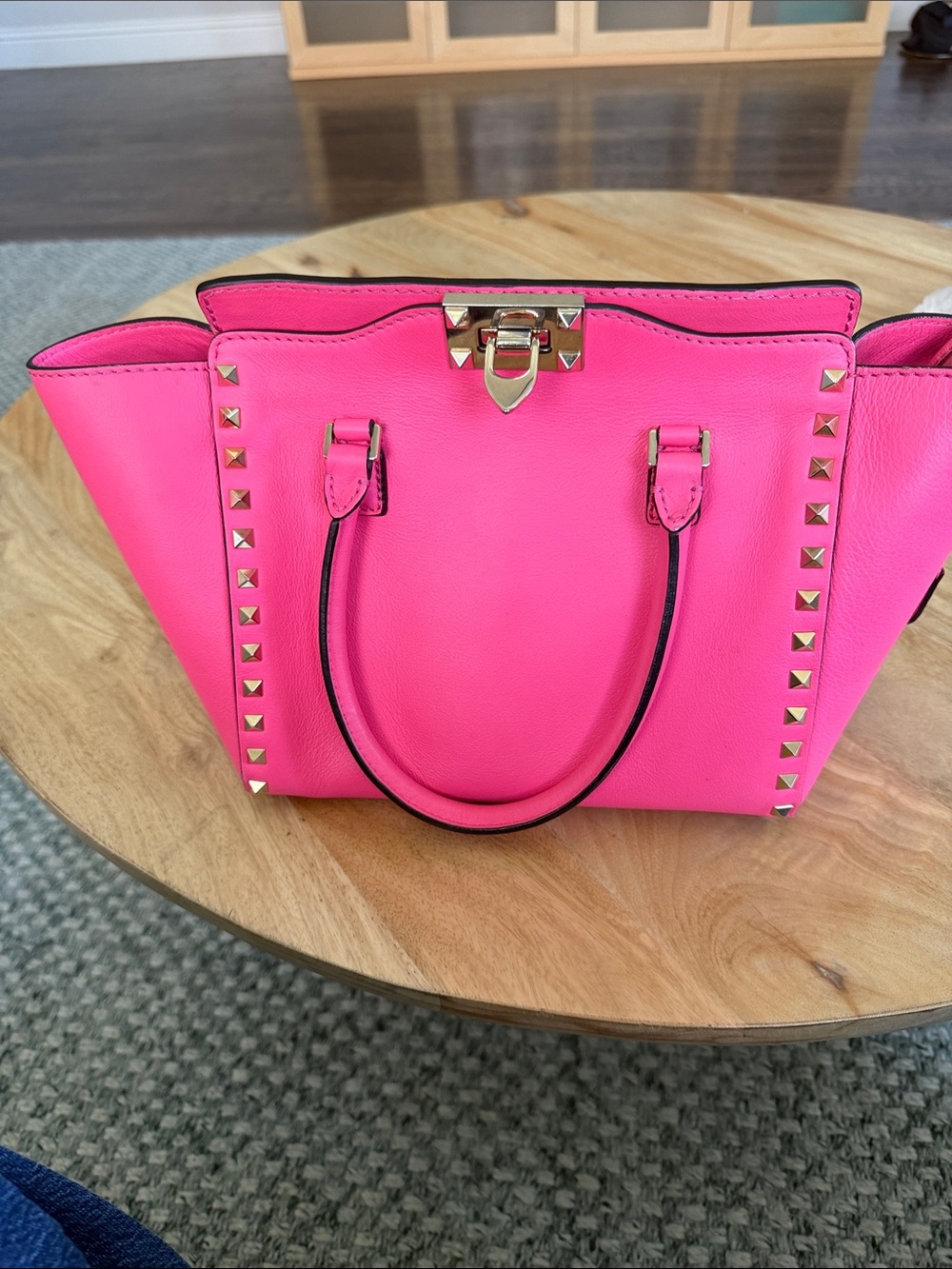 Pink Studded Tote Handbag - Fashionable Everyday Carry